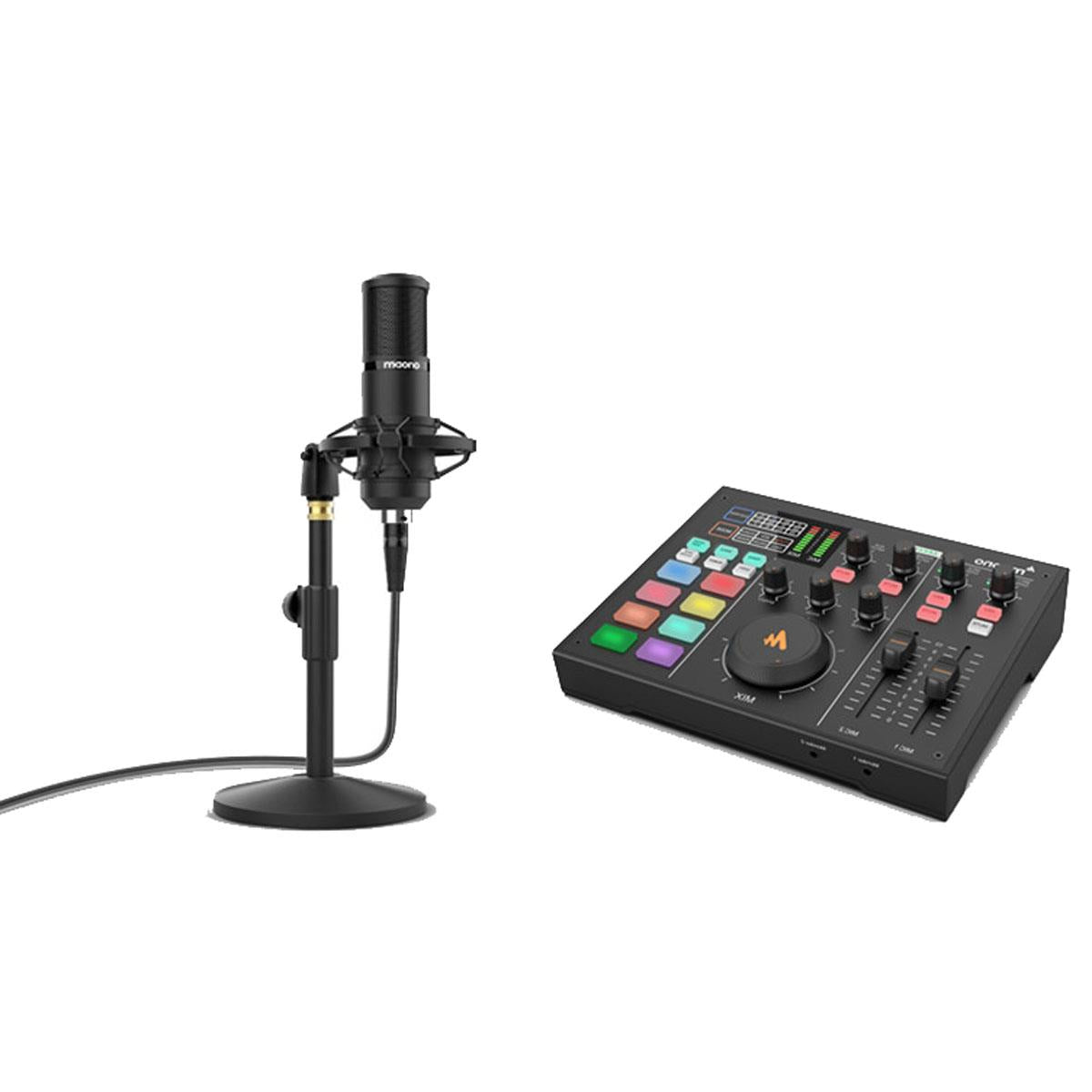 Maono MaonoCaster AU-AM100 K1 All-In-One Podcast Production Studio with XLR  Condenser Microphone Kit