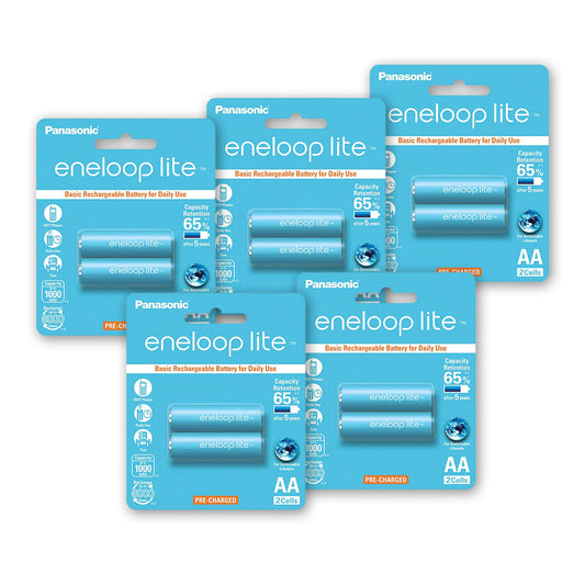 Panasonic Eneloop lite BK-3LCCE-2BT AA Rechargeable Battery Pack of 2 x5