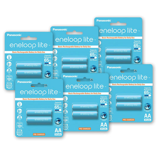 Panasonic Eneloop lite BK-3LCCE-2BT AA Rechargeable Battery Pack of 2 x6