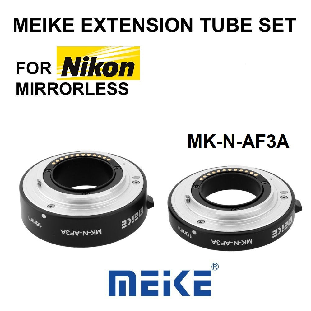 Meike MK-N-AF3A Metal Macro Extension Tube Auto Focus Adapter Ring 10mm 16mm for Nikon Nikon 1 S1 J3 V2 J2 V1 J1 AW1