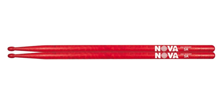 Vic Firth Nova N5A Hickory Wood Drumsticks (Pair) Drum Sticks for Drums and Percussion (Natural, Black, Red)