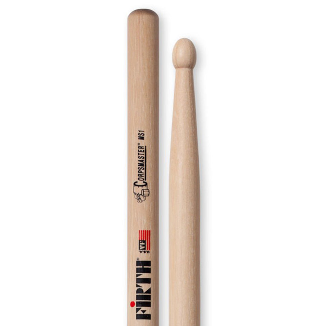Vic Firth MS1 Corpsmaster Marching Snare Sticks Full Oval Tip and Short Taper for Drums and Cymbals