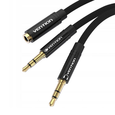 Vention Dual TRS 3.5mm Male to 4-Pole 3.5mm Female 1-Meter Fabric Braided Gold Plated (BBL) Audio Cable for Laptops, Sound Box, Mobile Phone, Amplifiers