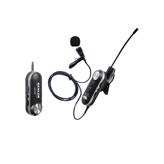 KEVLER LAV-100 Wireless Rechargeable Lavalier Microphone with 30m Max Broadcasting Range, 20 Selectable UHF Channel Frequencies and 400mAh Battery Capacity for Smartphones