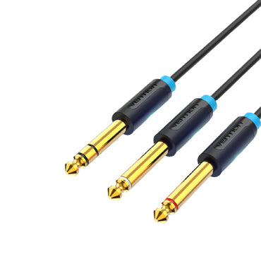 Vention TS 6.5mm Male to Dual 6.5mm (L/R) Male Gold Plated (BAT) Audio Cable for Musical Instruments, Speakers, Mixers, Amplifiers (Available in 1M, 2M, 3M, and 5M)