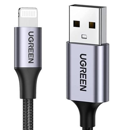 [CLEARANCE] UGREEN Lightning to USB 2.0 2.4A Quick Charge Charging Cable MFi Certified with 480Mbps Data Speed Aluminum Cased Tips (2M) | 60158
