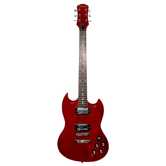Fernando SSG-10 6-String 22 Fret HH Electric Guitar with 3-Way Switch, Tune-o-Matic Bridge, Volume and Tone Control, Glossy Finish for Musicians (Black, Red)