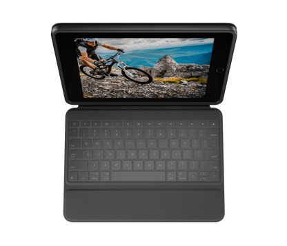 [CLEARANCE] Logitech Rugged Folio Protective Keyboard Case for iPad (7th, 8th, 9th) with Smart Connector and Durable Spill-Proof Keyboard Seal