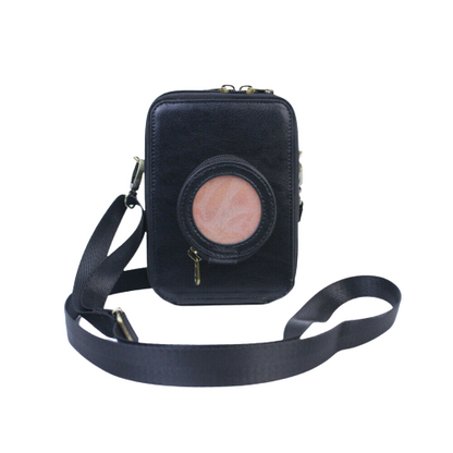 Pikxi Leather Carrying Bag for Instax Mini EVO with 2.5" x 3" Photo Pocket and Compact Lens Compartment (Brown)