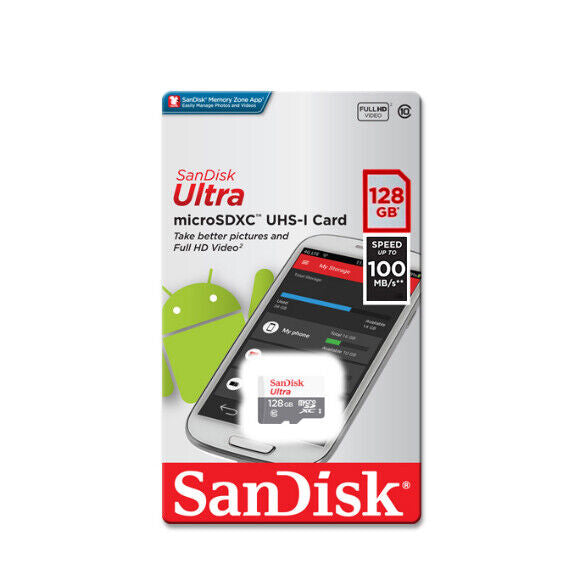 SanDisk Ultra Micro SD Card 128GB UHS-I SDXC Class 10 with 100mb/s Rea – JG  Superstore