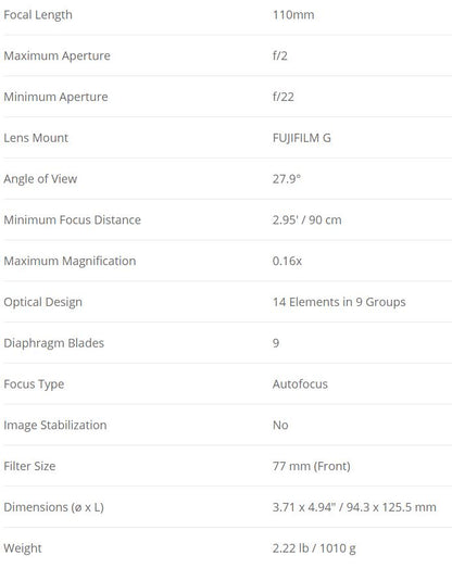 Fujifilm Fujinon GF 32-64mm f/4 R LM WR Medium Format Lens