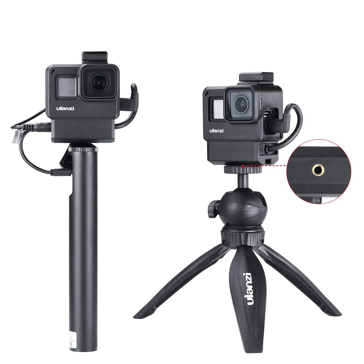 Ulanzi V2 Pro GoPro Vlogging Case Housing Cage Frame w Microphone Cold Shoe bracket + 52mm ND Filter Ring Adapter for GoPro 7/6/5