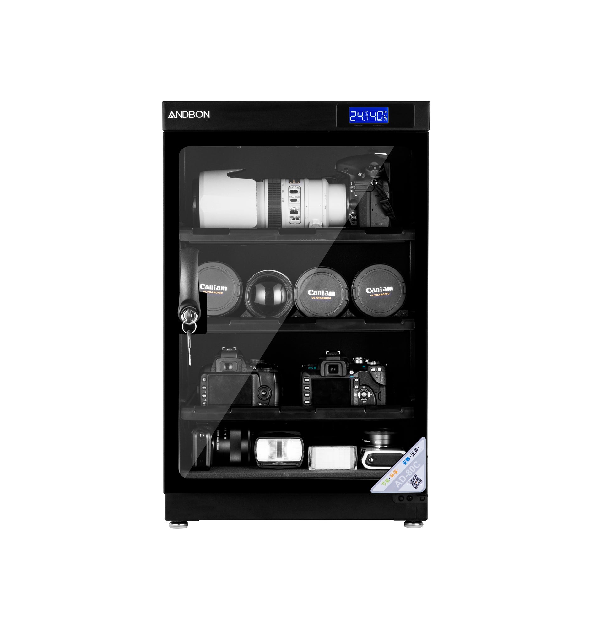 Andbon AD-80HC Horizontal Dry Cabinet Box 80L Liters Digital Display with Manual Humidity Controller