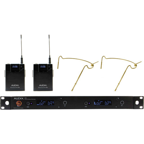 Audix AP42 Performance Series Dual-Channel Bodypack Wireless System with Two HT5 Omnidirectional Headworn Microphones (Beige, 522 to 554 MHz)