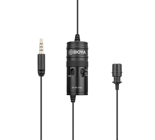 Boya BY-M1 Pro / BY-M1 Pro II Universal Lavalier Condenser Microphone with Clip-On, 3.5mm TRRS Jack Connector and Manual Noise Reduction for Smartphones, Cameras, TikTok, Vlogging, Podcasting, Recording, Computer