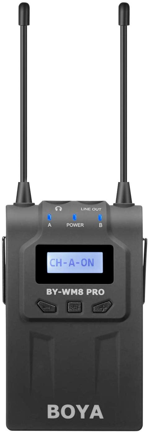 Boya RX8 Pro Dual-channel Wireless Bodypack Receiver Unit with 3.5mm Output Cable & Camera Mounting Shoe for the BY-WM8 PRO Wireless Lavalier Microphone System