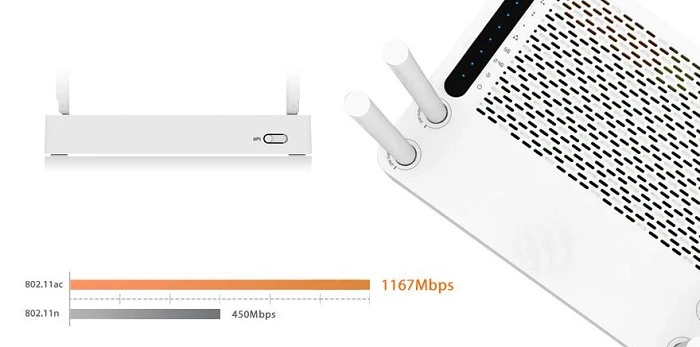 TOTOLINK A2004NS AC1200 Wireless Dual Band Gigabit WiFi Router with 4*5dBi Antennas, 1 WAN+4 LAN+ USB2.0 Mutil-Functional Ports