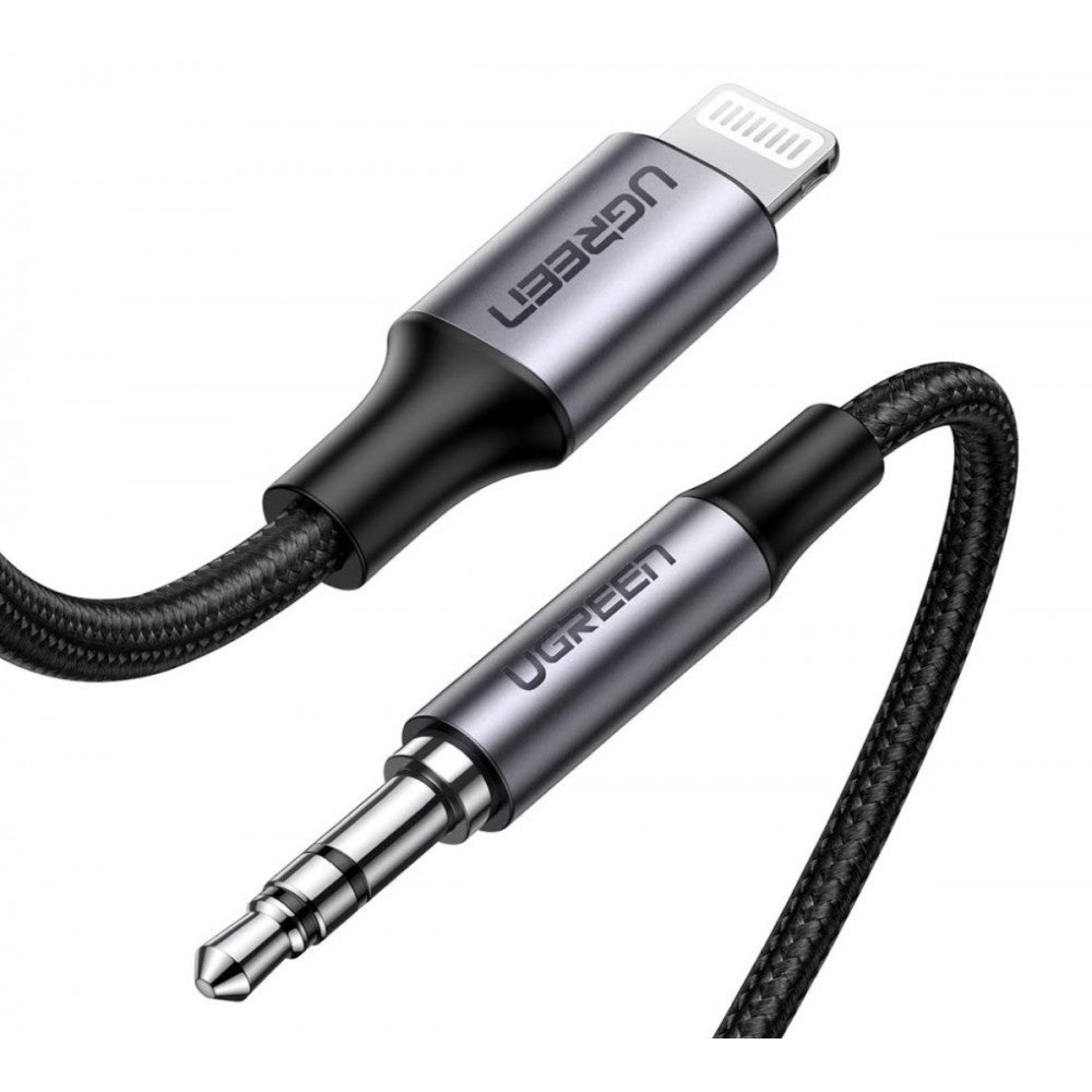 UGREEN Lightning to 3.5mm Male AUX Audio Cable MFi Stereo 48KHz for Car, Phone, Headphones (Black) (1M) | 70509