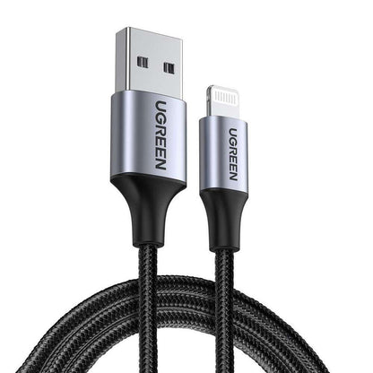 [CLEARANCE] UGREEN Lightning to USB 2.0 2.4A Quick Charge Charging Cable MFi Certified with 480Mbps Data Speed Aluminum Cased Tips (2M) | 60158