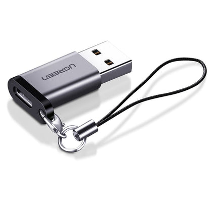 UGREEN Type C Female to USB A 3.0 Male Adapter Plug with Lanyard and Keychain Loop for PC and Mobile | 50533