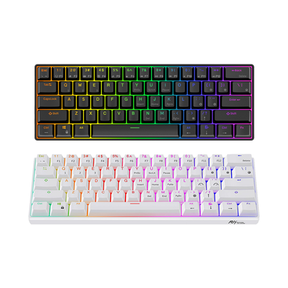 [CLEARANCE] Royal Kludge RK RK61 RGB 61 Keys Dual Mode Bluetooth 5.2 and Wired Mechanical Gaming Keyboard (White) - Blue Clicky