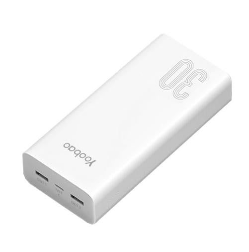 Yoobao C30 30000mAh High Capacity Fast Charging Input and Output Type-C Dual USB Output Power Bank (White and Blue)