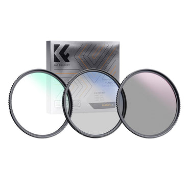 K&F Concept Nano K Series 77mm 3pcs Slim Lens Camera Optical Filter Kit with Lens Cleaning Cloth & Filter Pouch (MCUV+CPL+ND4) Waterproof HMC Hoya Multi-Coated UV Coated Polarize | 1944V1