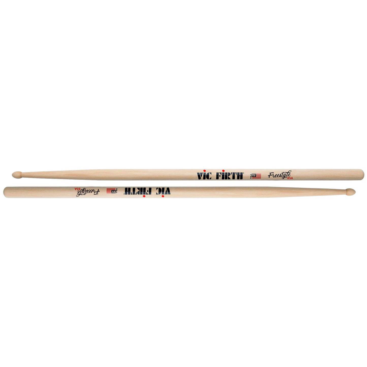 Vic Firth American Concept Freestyle 85A Hickory Wood Hybrid Tip Drumsticks (Pair) Drum Sticks for Drums and Percussion