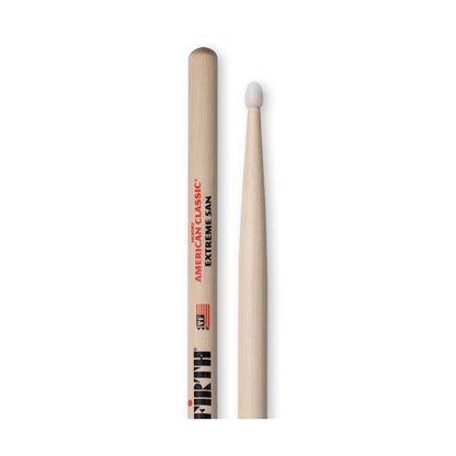 Vic Firth American Classic Extreme 5A Hickory Wood Tear Drop Tip Drumsticks (Pair) Drum Sticks for Drums and Percussion (Wood, Nylon Tips)
