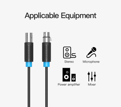 Vention XLR Female to Male Nickel Plated (BBF) Audio Extension Cable for Home Audio, Amplifiers, Mixers, Microphones, Stereos