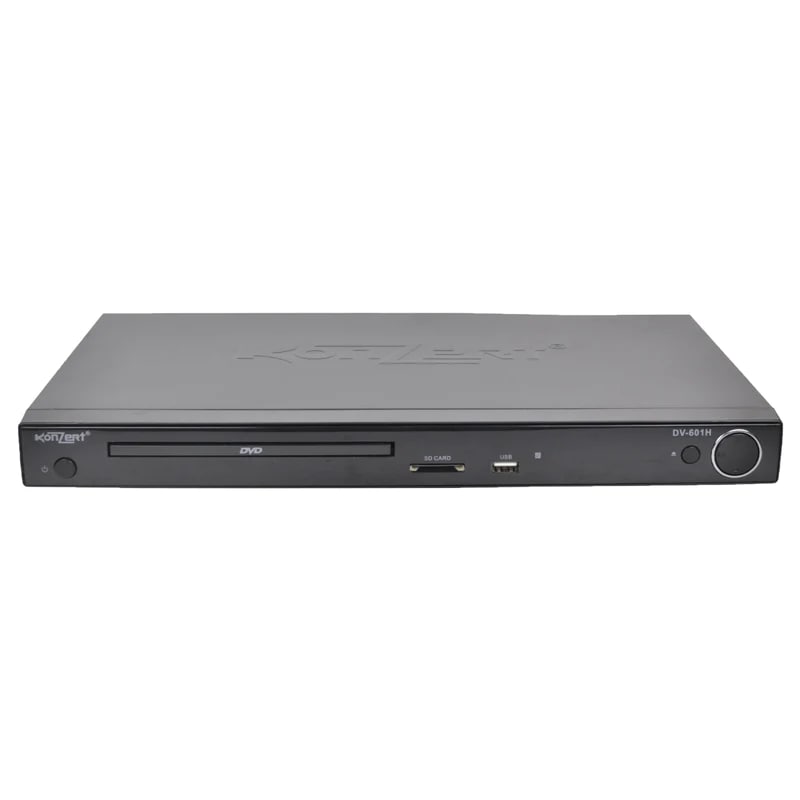 Konzert DV-601H High Definition HD DVD Player with USB Port SD Card Slot and Microphone Inputs, 5.1 Channel Surround Sound Support, and RCA HDMI SVCD Optical and Coaxial Output