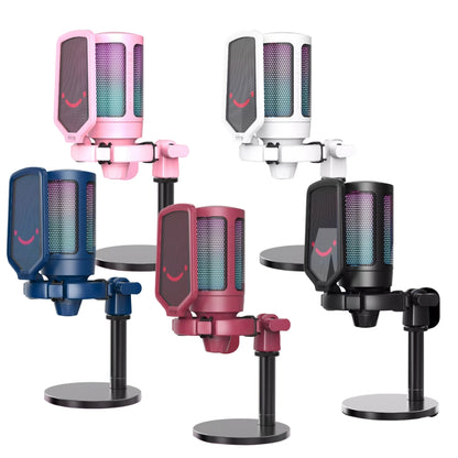 Fifine A6 AmpliGame RGB Cardioid Microphone with Built-in Volume Controller & Quick Mute Button for Voice Recording, Streaming, and Broadcast (Black, Blue, Pink, Red, White)
