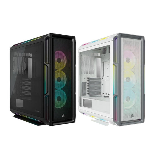 CORSAIR 5000T Mid Tower ATX PC Case with iCUE RGB, Slide-On Tempered Glass Side Panel, 7 Drive Slots and Vertical GPU Mounting Support (Black, White) | CC-9011230-WW CC-9011231-WW