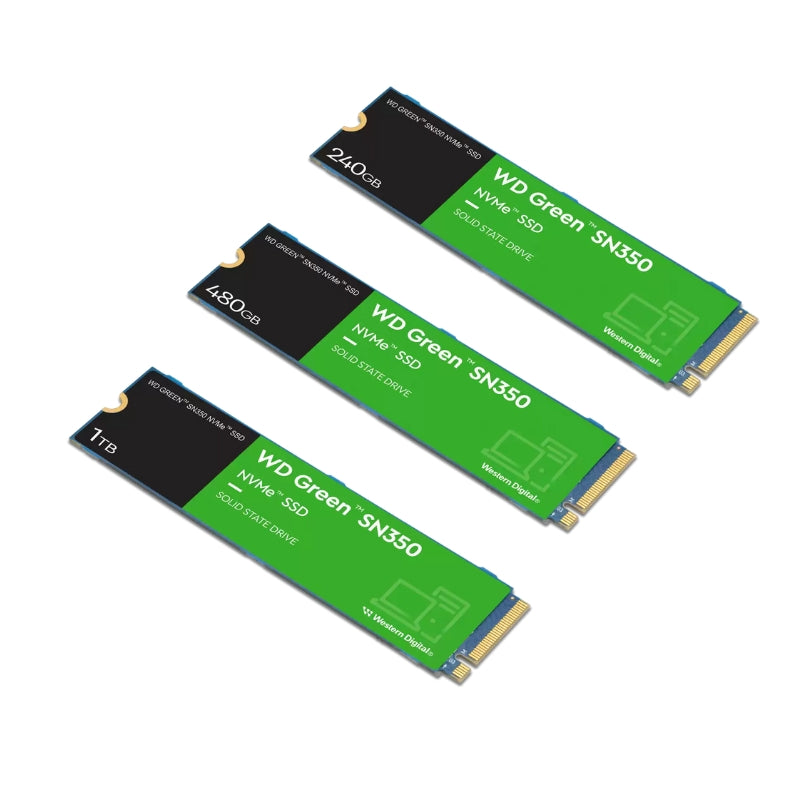 Western Digital WD Green SN350 240GB 480GB 1TB M.2 NVMe Series SSD Solid State Drive with 2.4GB/s Max Sequential Read Performance for PC Computer and Laptop WDS240G2G0C WDS480G2G0C WDS100T3G0C
