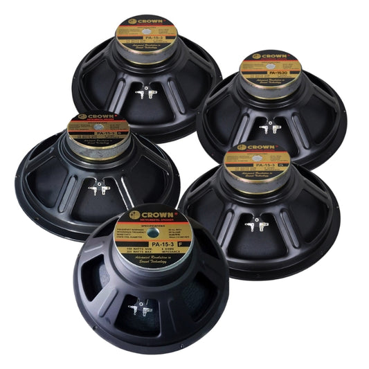 [CLEARANCE] Crown 300W 15” Professional Instrumental Sound Audio Speaker with Max 8 Ohms Impedance, 49.5mm Voice Coil, 92 / 96dB Sensitivity Level (PA-15-3, PA-1530, PA-15-3B, PA-15-3F, PA-15-3G)